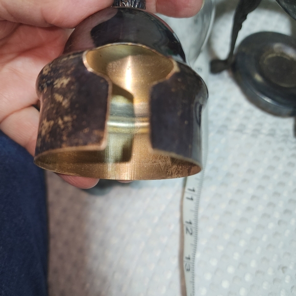 VINTAGE SILVER PLATED BASE  EUC COFFEE TEA GLASS CARAFE WARMER SET - Picture 8 of 11